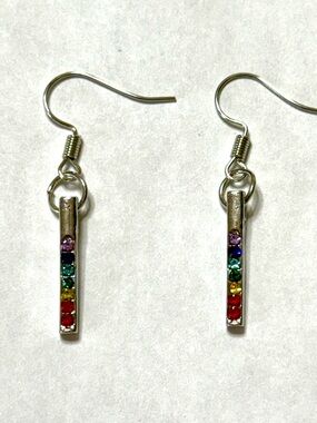 Rainbow Multicolor Bar Drop Dangle Earrings Pride New